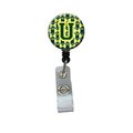 Carolines Treasures Letter U Football Green and Yellow Retractable Badge Reel CJ1075-UBR